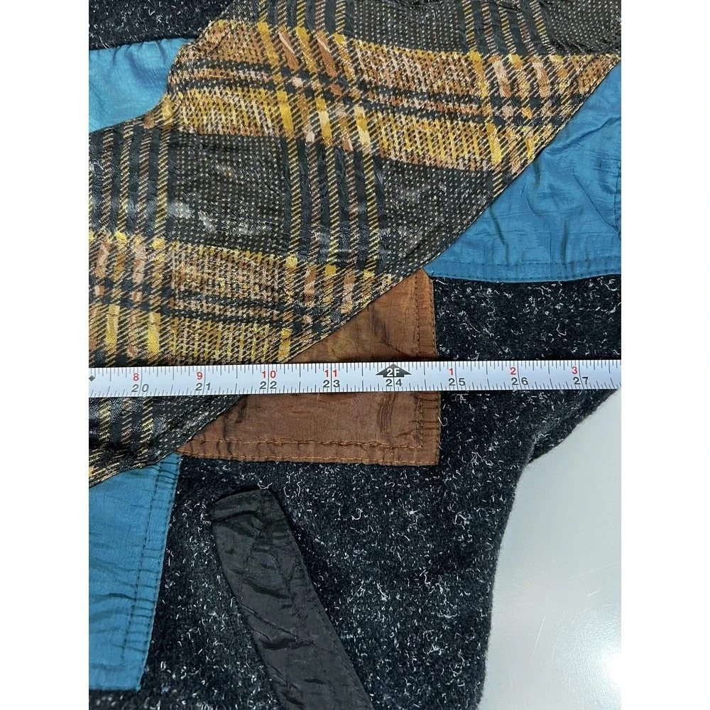 Vintage Wool Blend Multi Colored Multi Material Jacket Teen LARGE Retro Geometry